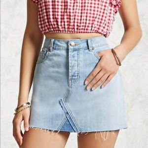 Light Denim Distressed Skirt